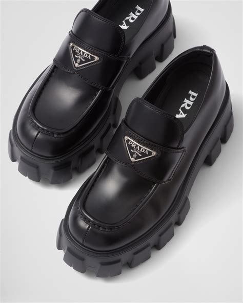 Black Monolith Brushed Leather Loafers 